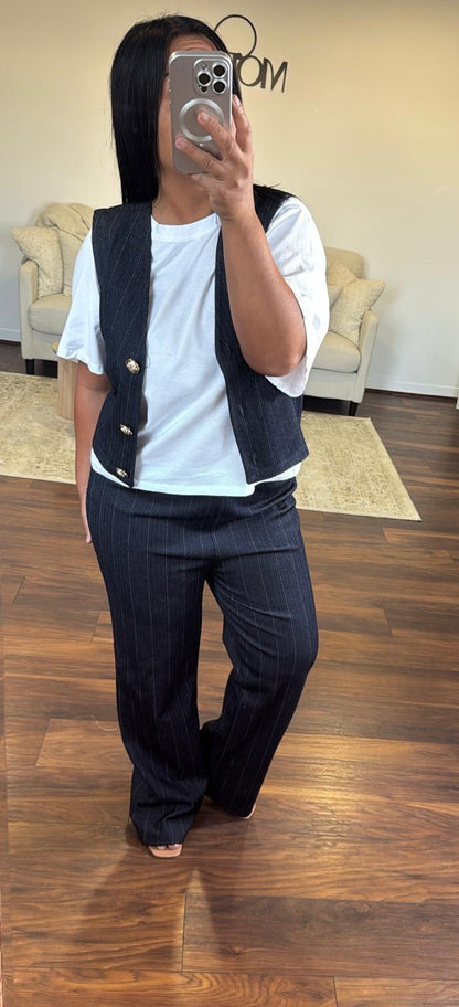 Ensemble jeans brut à rayures