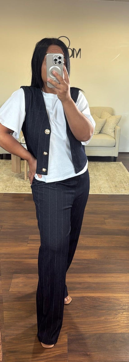 Ensemble jeans brut à rayures