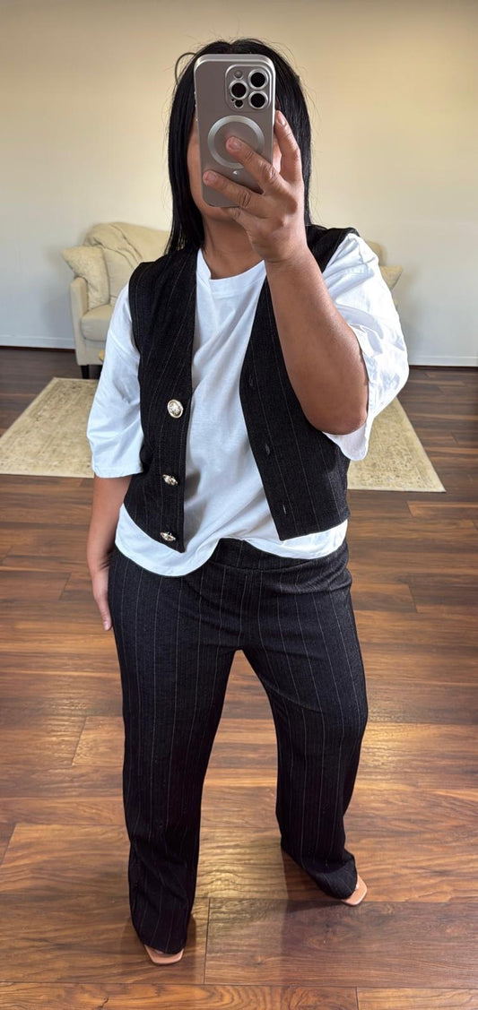 Ensemble jeans brut à rayures