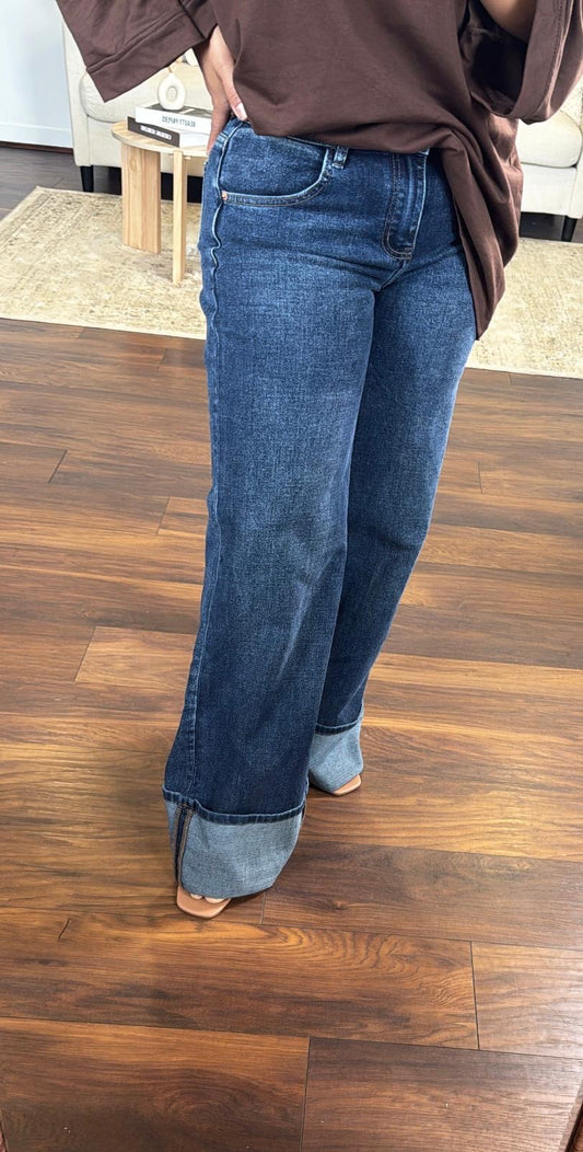 Jeans droit avec revers