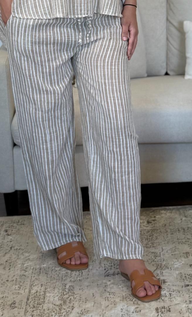 Pantalon fluide rayé 100% coton