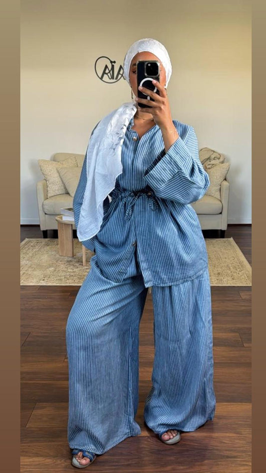 Ensemble 2 pièces à cordons 100% tencel